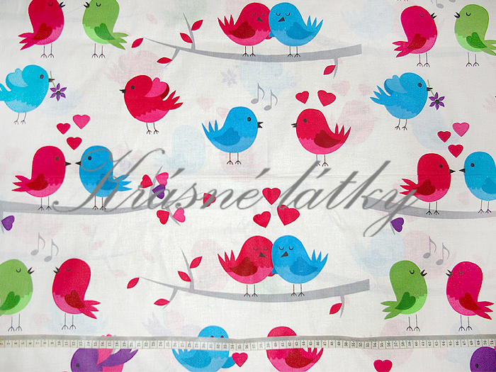 Ptáčci - 100% bavlna, š. 160 cm, 135 g/m2