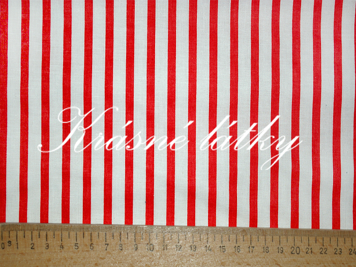 Červený proužek 100% bavlna 