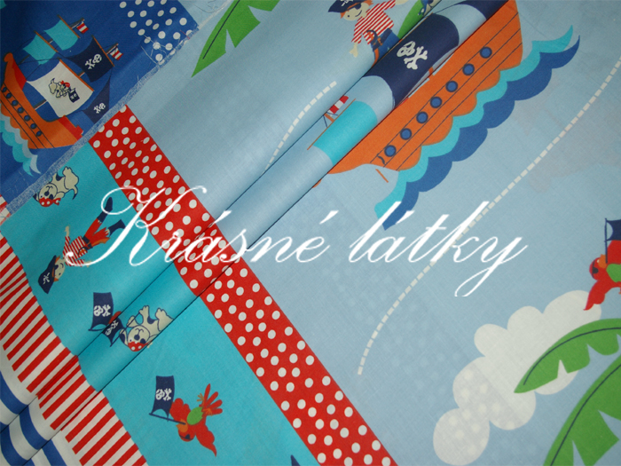 Pirátská loď, papoušek, pejsek, piráti š. 160cm