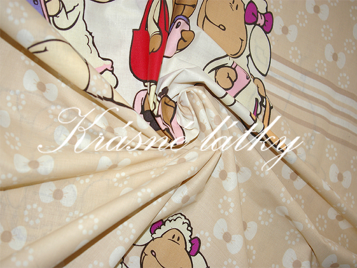 Vyprodáno Ovečky v okrovém/béžovém provedení -  krásná látka např. na dětské povlečení