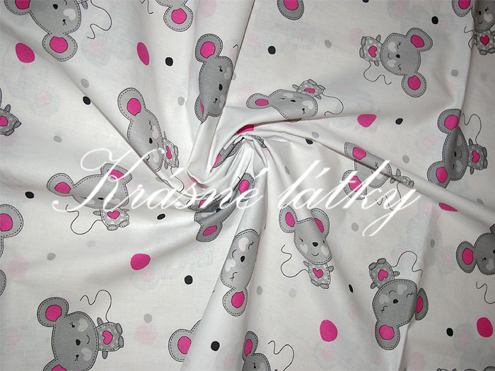 Myška Filipka růžová - 100% bavlna, š. 160 cm, 120 g/m2