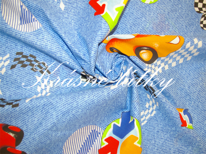 Autíčka v pěkné kvalitě - š.150 cm 100% bavlna zaváděcí cena