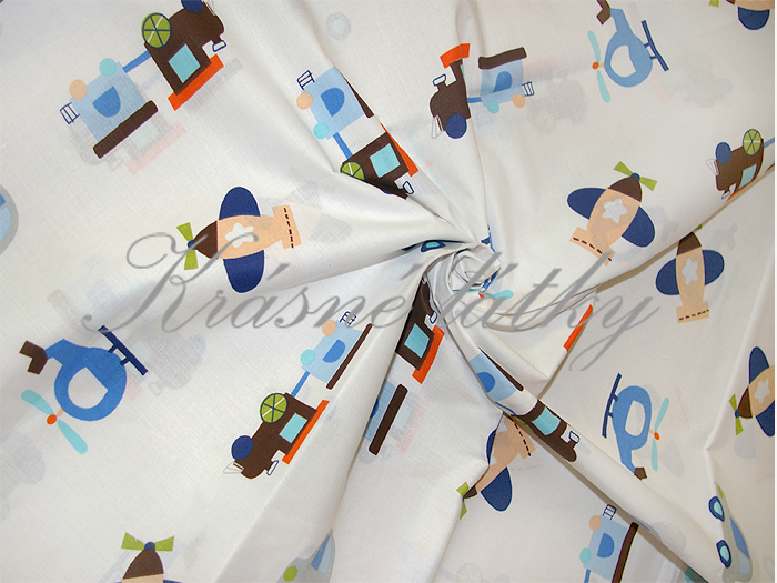 Letadélko, vrtulník, auto, mašinka š. 160cm 130g/m2 100% bavlna