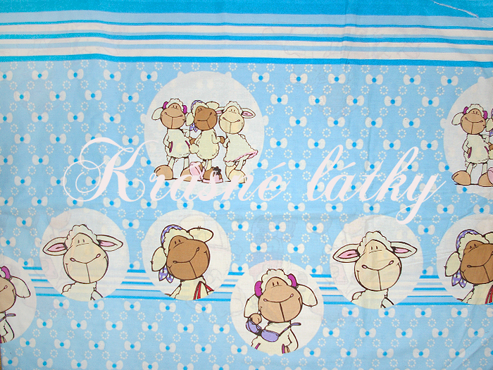 Vyprodáno Ovečky v modrém provedení -  krásná látka např. na dětské povlečení