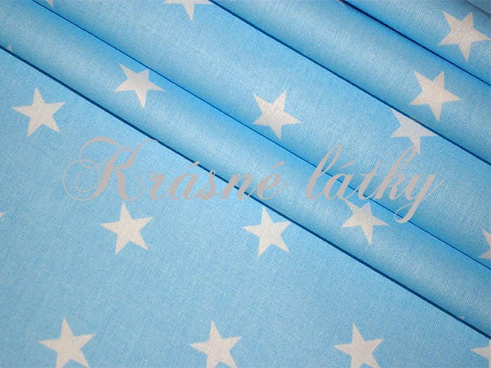 Hvězdy bílé na modré - 100% bavlna, š. 160 cm, 140 g/m2