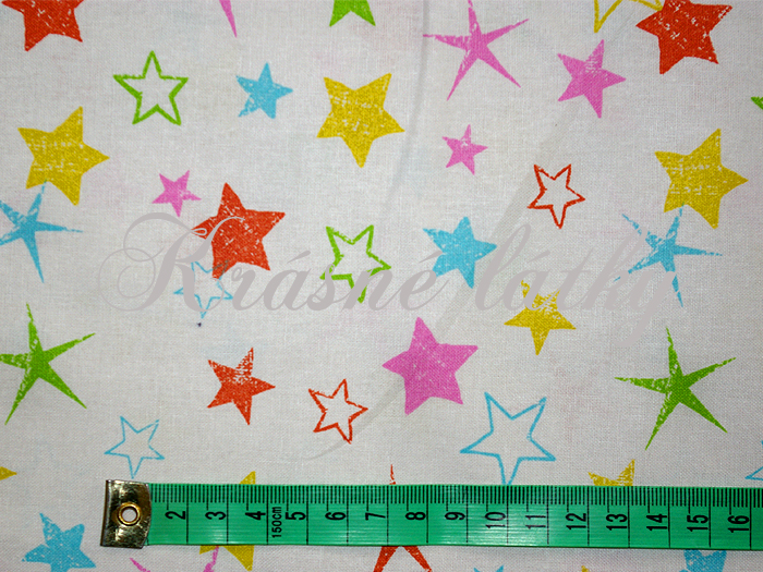 Barevné hvězdy - 100% bavlna, š 160cm, 145gr/m2