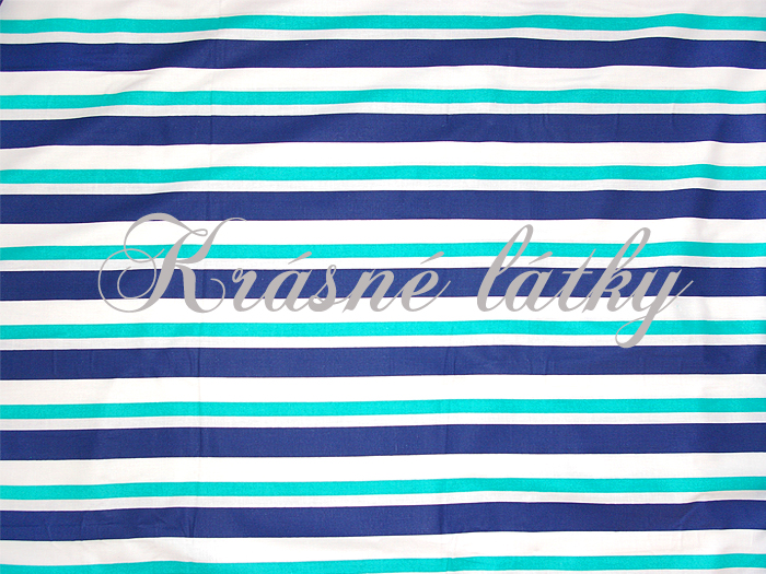 Pruhy modrý tyrkys modrý bílý - 100% bavlna, š. 160cm, 130 g/m2