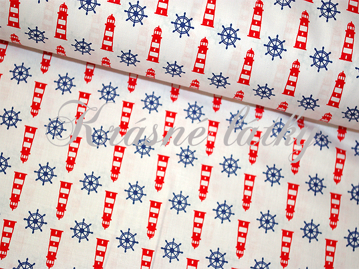 Maják, kormidlo - 100% bavlna,  š. 160 cm, 130 g/m2