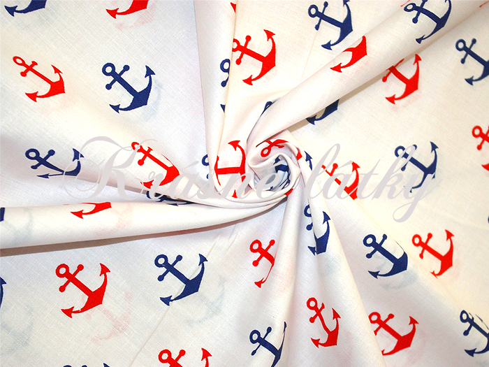 Kotvy - 100% bavlna, š. 160 cm, 130 g/m2,  příjemné plátno