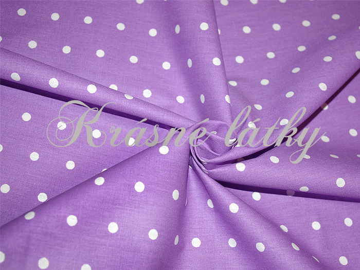 Bílé puntíky 7mm /fialová š. 240 cm, 100% bavlna  