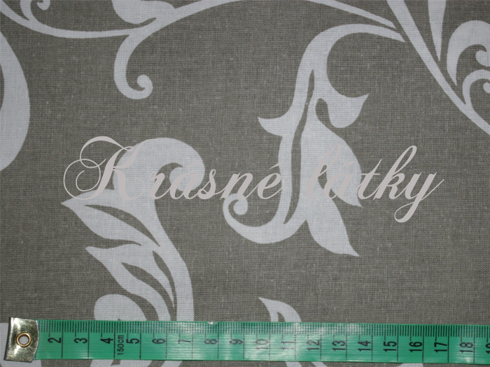 Vyprodáno Ornamenty šedý podklad II.jakost - šíře 160 cm