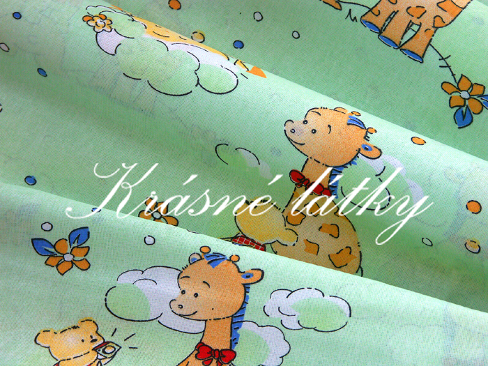 Vyprodáno Žirafa zelená - bavlněné plátno