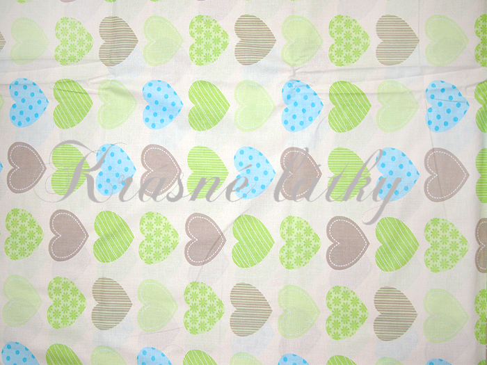 Srdíčka zelené provedení - 100% bavlna š. 160cm 125gr m2