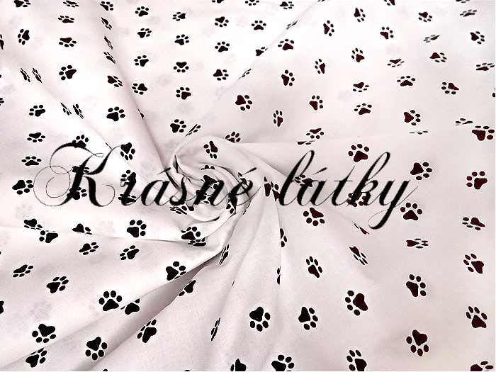 Tlapky metráž sněhově bílý podklad - š.160 cm 100% bavlna