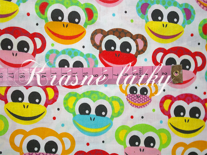Opičky multicolor - 100% bavlna, š. 160 cm, 130 g/m2, hladké plátno