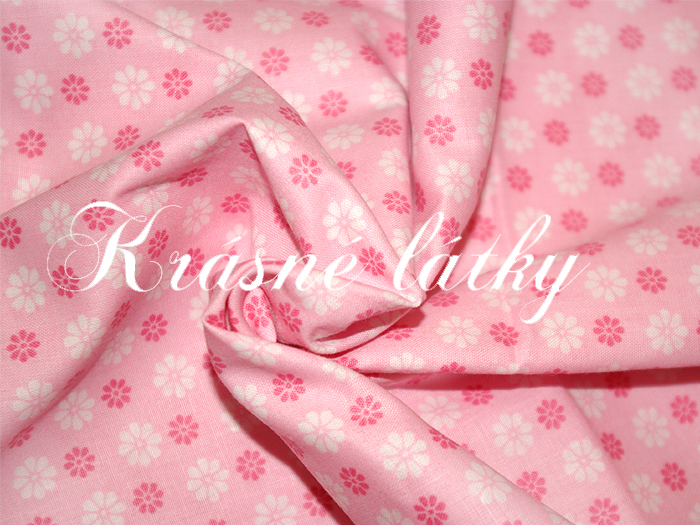 Drobná kytička, 100% bavlna, světle růžový podklad, šíře 140cm
