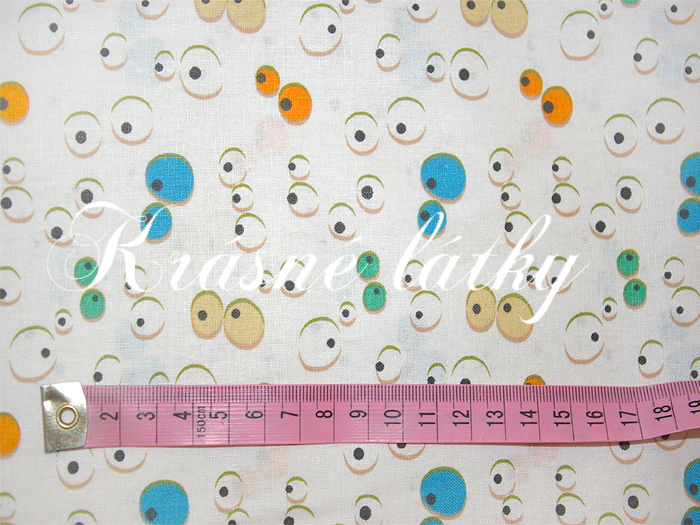 Oči na bílém podkladu - 100% bavlna, š. 160 cm, 140 g/m2