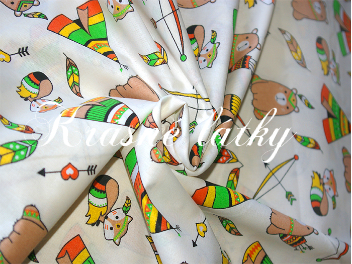 Tepee týpí bavlněná metráž - 100% bavlna, š. 160 cm , 130 g/m2