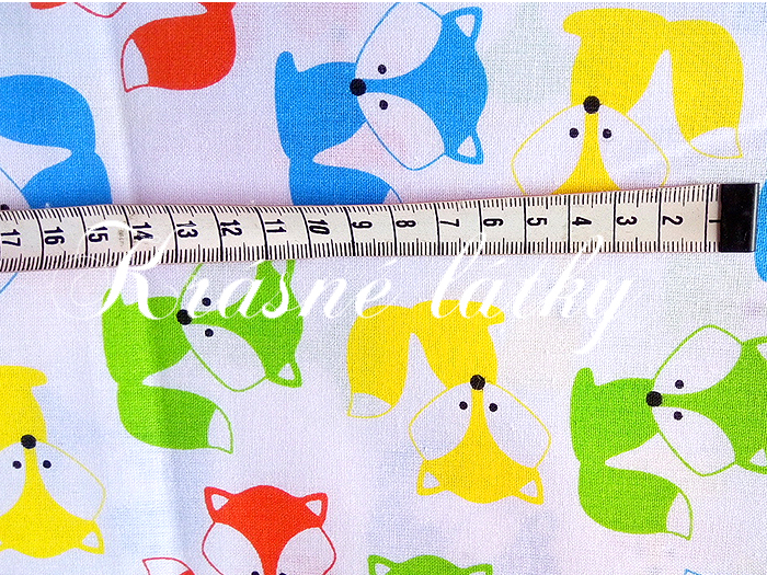 Lišky barevné - 100% bavlna, š. 160 cm, 130 g/m2, bílý podklad