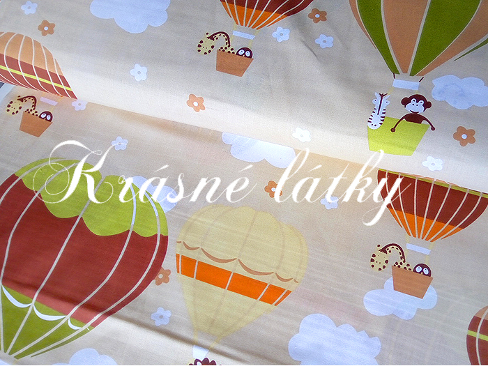 Balón, bavlněná látka - metráž š. 140cm, gramáž 135g/m2,okr podklad,100% bavlna