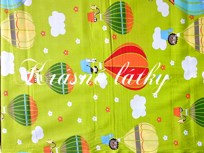 Balón, bavlněná látka - metráž š. 140 cm, gramáž 135g/m2, zel. podklad, 100% bavlna