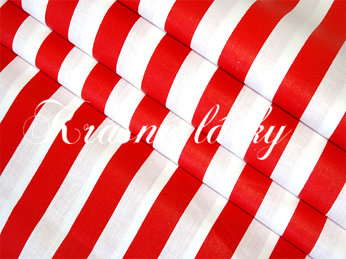Červený proužek 100% bavlna, 135g/m2