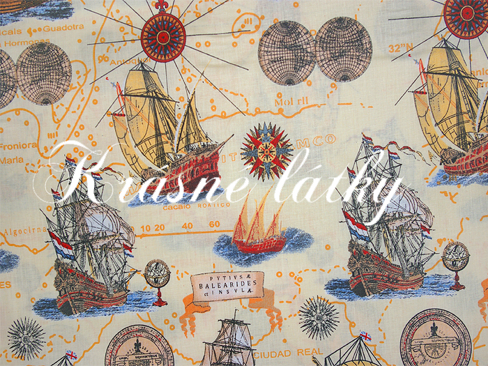 Lodě - 100% bavlna, š. 140 cm, 135 g/m2