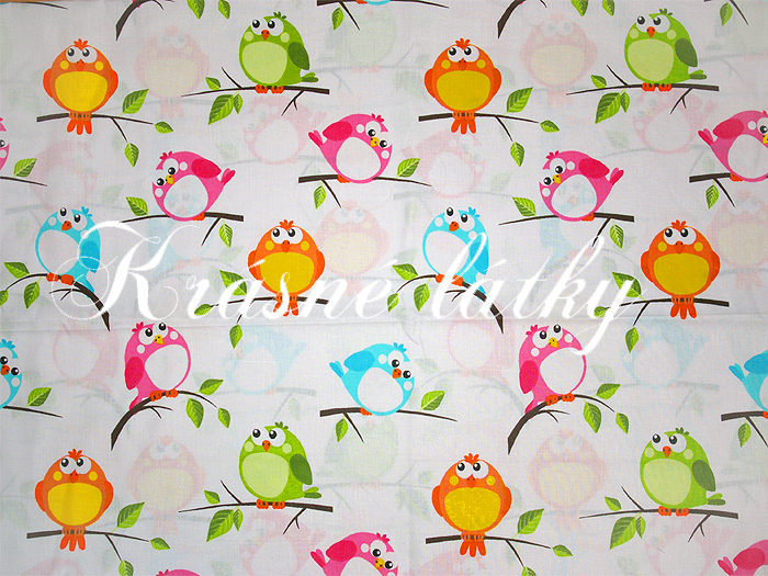 Ptáčci  š.160 cm 100% bavlna, hladké plátno