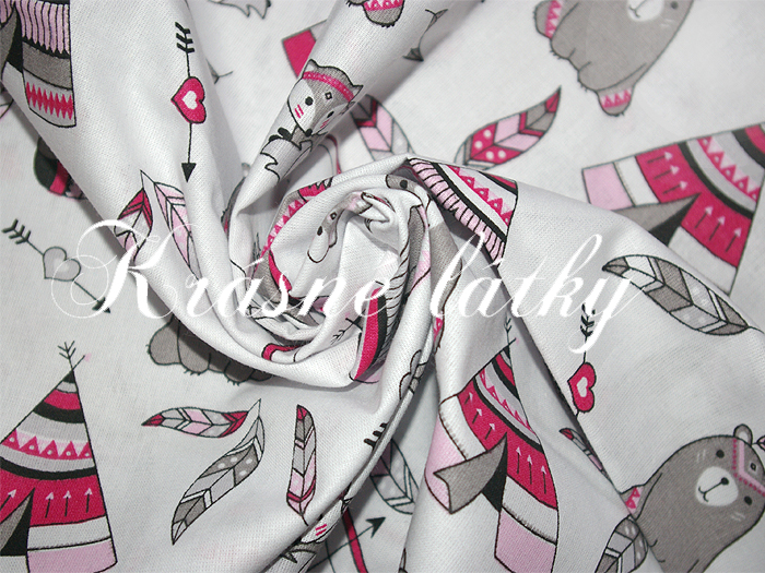 Tepee týpí bavlněná metráž ze 100% bavlny, š. 160 cm, růžové provedení