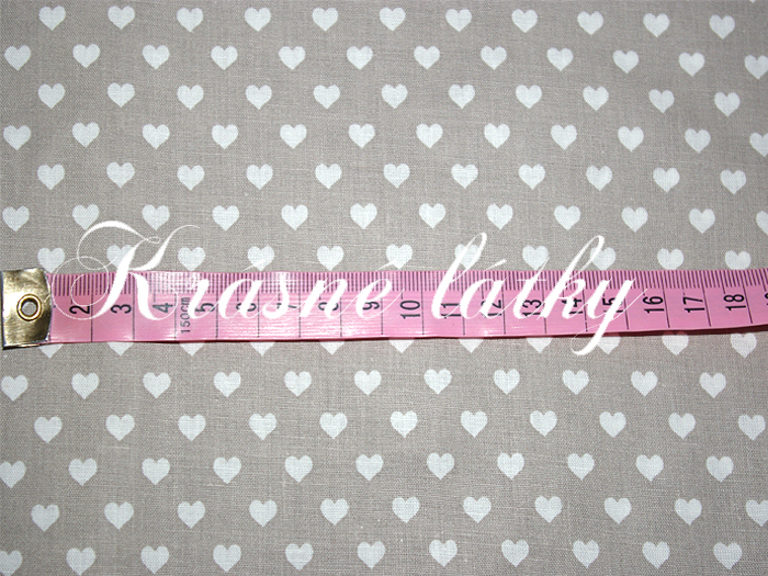 Srdíčka šedá - 100% bavlna š. 140cm,135g/m2