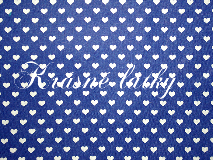 srdíčka, bavlněné látky - metráž š. 140cm, gramáž 135g/m2 modrá