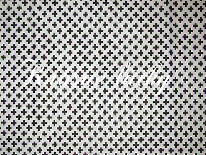 Bavlněná látka pluska - 100% bavlna, ,š. 160cm, 135g/m2, bílý podklad, černá pluska