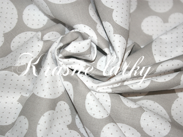 Myšky na šedé, bavlna š. 160cm, 135gr/m2