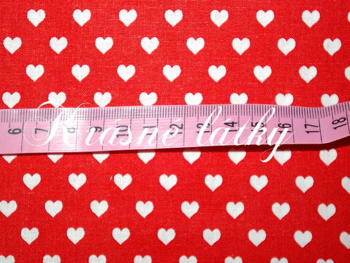 srdíčka, bavlněné látky - metráž š. 140cm, gramáž 135g/m2 červená