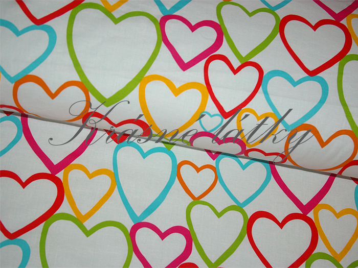 Veselá srdíčka - 100% bavlněná látka