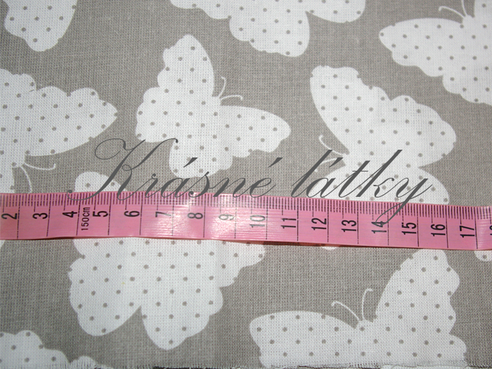 Motýlci šedá barva, šířka 160cm, 100% bavlna