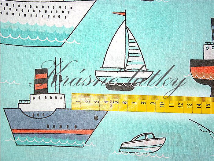 Lodě - 100% bavlna, š.160 cm, 130 g/m2, mint