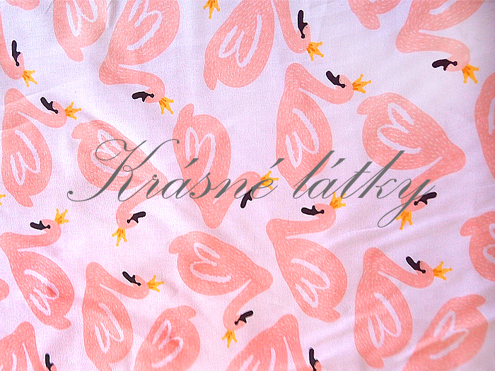 Labutě s korunkou - 100% bavlna, š. 160cm, 120 g/m2