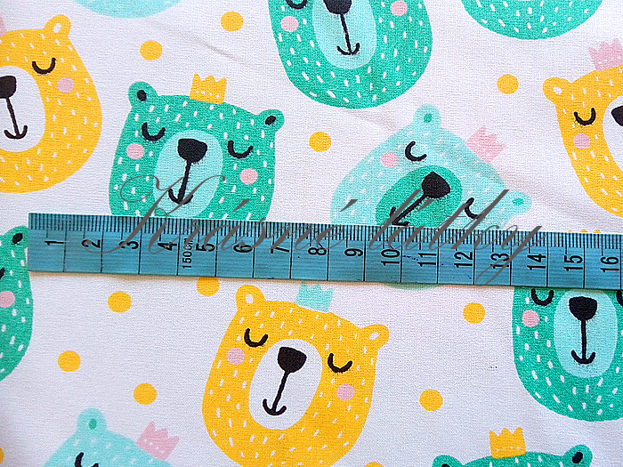 Medvědí hlavičky - 100% bavlna, š. 160 cm, 120 g/m2, bavlněné plátno 