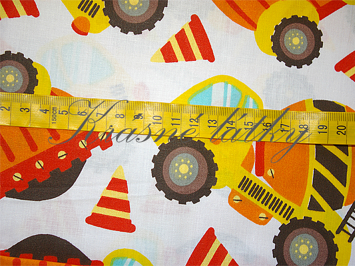Stavební vozidla - 100% bavlna, š. 160 cm, 130 g/m2