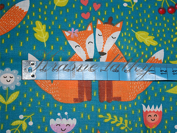 Lišky na zeleném podkladu - 100% bavlna, š. 160 cm, 130 g/m2 s atestem pro děti