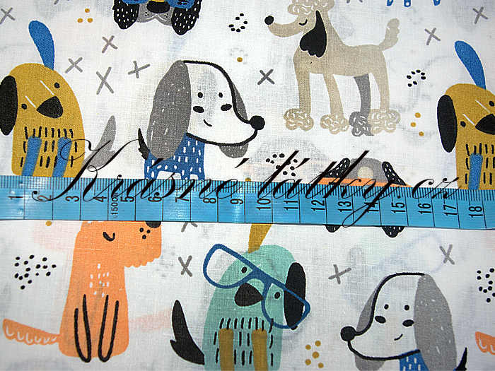Pejskové na bílém podkladu - 100% bavlněné plátno, š. 160 cm, 130 g/m2