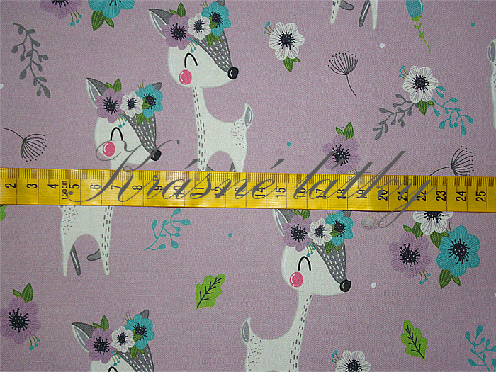 Srnka s věnečkem - 100% bavlna, š. 160 cm, 150 g/m2
