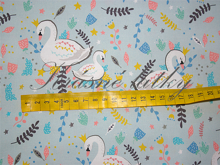 Labutě s korunkou - 100% bavlna, š. 160 cm, 150 g/m2