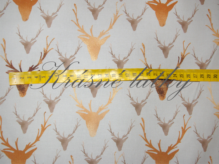Jelen, zlaté paroží - 100% bavlna plátno, š. 160 cm, 150g/m2