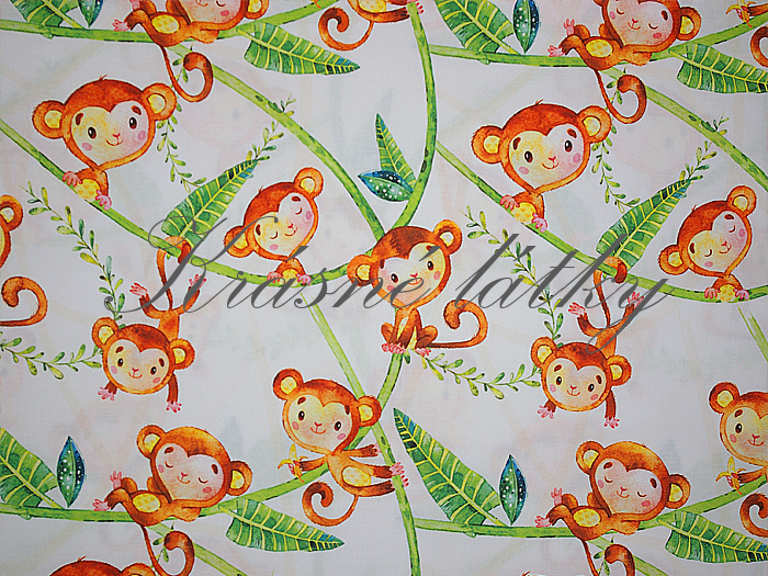 Opičky na liáně - 100% bavlna, š. 160 cm, 150 g/m2
