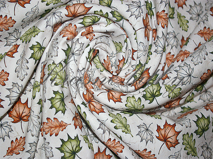 Javorové listy - 97 % bavlna, 3 % elastan, š. 155 cm, 290 g/m2