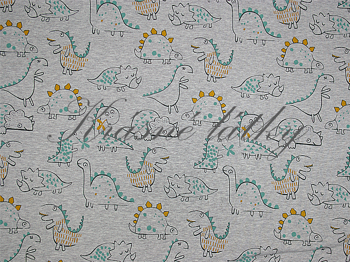 Dinosaurus - 95 % bavlna, 5 % elastan, š. 150 cm, 250 g/m2