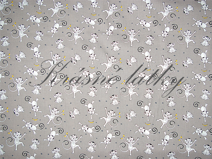 Opičky s banánem - 100% bavlna, š. 140, 145 g/m2