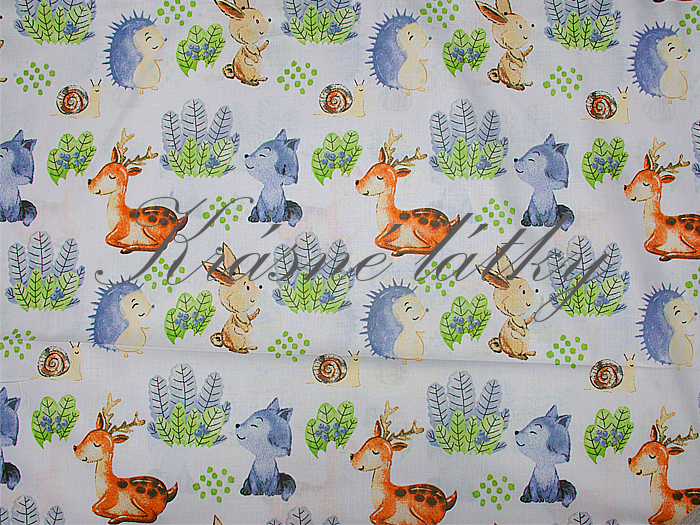 160 x 92 cm Lesní zvířátka - 100% bavlna, 160 cm, 130 g/m2